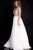 55207 Nude Lined Long Sleeve Chiffon A-line Dress