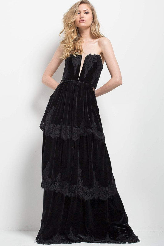 55215 Sweetheart Neck Velvet Evening Gown