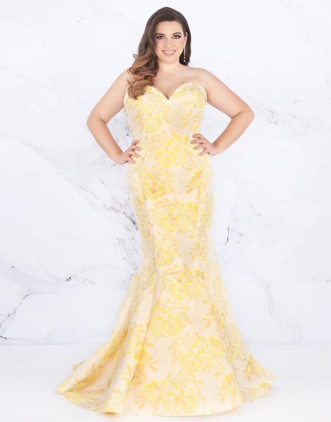 Mac Duggal Fabulouss - 66801F Floral Print Sweetheart Mermaid Dress In Yellow