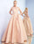 Ieena Duggal - 55230I Two Tone Halter Neck Ballgown in Pink and Gold
