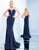 Ieena Duggal - 55233I Plunging Sweetheart Illusion Evening Gown in Blue