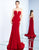 Ieena Duggal - 55233I Plunging Sweetheart Illusion Evening Gown in Red