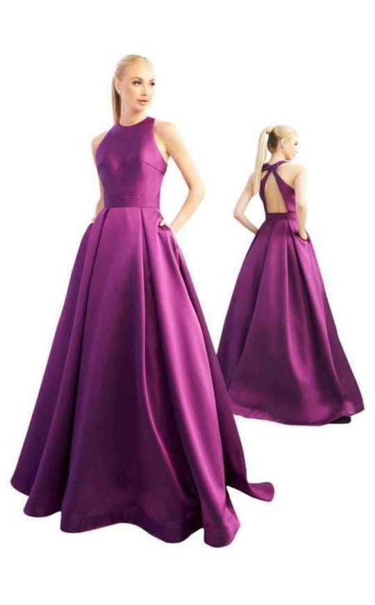 Ieena Duggal - 55241I Bow Accent Cutout Back Sleeveless A-Line Gown