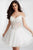 55249 Beaded V-neck Tulle A-line Dress