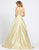 Ieena Duggal - 55252I Deep V-neck A-line Gown With Train In Gold