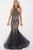 55261 Beaded Lace Sheer High Halter Mermaid Dress