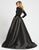 Ieena Duggal - 55274I Long Sleeves V-Neck Long Ball Gown In Black