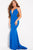 55286 Fitted Plunging Open Back Dress