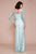 Tadashi Shoji - Volans Long Sleeve Sequin Gown In White and Blue