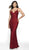 Intrigue by Blush - 553 Bedazzled V-neck Sheath Dress in Red