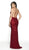 Intrigue by Blush - 553 Bedazzled V-neck Sheath Dress in Red