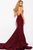 55414 Plunging Glitter Jersey Mermaid Gown