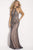Jovani Sequin Embellished Halter Fitted Gown 55423 - 1 pc Charcoal/Nude In Size 4 Available