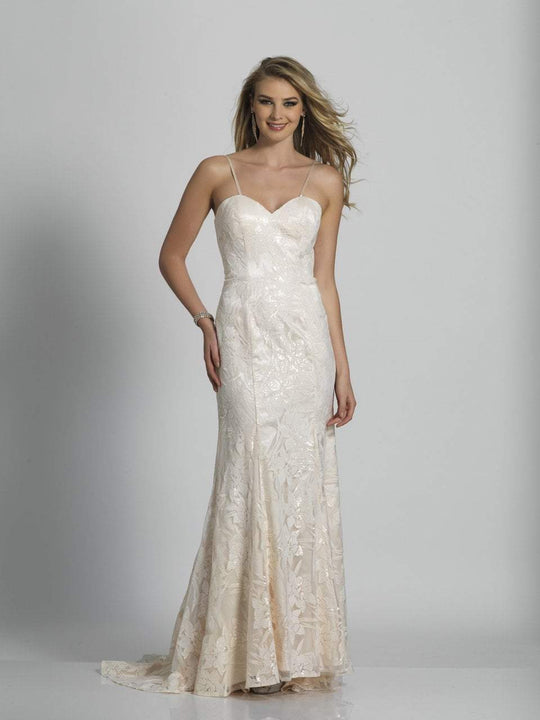 Dave & Johnny - A5548 Fitted Sweetheart Evening Dress in White