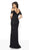 Intrigue by Blush - 554 Beaded Cold Shoulder Evening Dress In Black