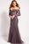 55522 Off Shoulder Long Sleeve Ornate Gown