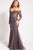 55522 Off Shoulder Long Sleeve Ornate Gown