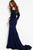 55549 Crystal Cuffed Long Sleeve Trumpet Gown