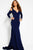 55549 Crystal Cuffed Long Sleeve Trumpet Gown
