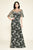 Tadashi Shoji - Elbow–Length Flutter Sleeves Column Dress In Black and Silver