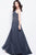 55560 Plunging V-Neck Jeweled Chiffon Gown