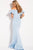 Jovani - 55563 Butterfly Sleeve Off Shoulder Sheath Gown in Blue
