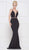 Glow by Colors - G810 Metallic Beaded Plunge Trumpet Gown In Black