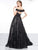 Colors Dress - 2079 Sequined Off Shoulder Glitter Ballgown In Black