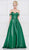 Glow by Colors - G837 Off Shoulder Corset Bodice Satin Gown In Green