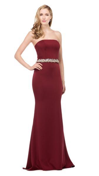 Colors Dress - Jewel Adorned Long Sheath Gown 1541 - 1 pc Royal in Size 6 and 1 pc Wine in Size 6 Available