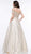 Glow by Colors - G836 Off Shoulder Beaded Lace A-Line Gown In Nude