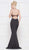 Glow by Colors - G810 Metallic Beaded Plunge Trumpet Gown In Black