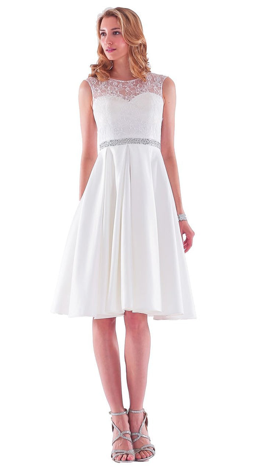 Colors Dress - 1548 Lace Illusion Ornate A-line Dress in White