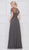 Marsoni by Colors - M271 Short Sleeve Queen Anne Soutache Gown In Gray
