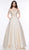 Glow by Colors - G836 Off Shoulder Beaded Lace A-Line Gown In Nude