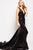 55606 Sequined Deep V-neck Trumpet Dress
