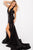 55606 Sequined Deep V-neck Trumpet Dress