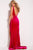 55625 Plunging V-neck Velvet Sheath Dress