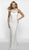 Intrigue by Blush - 556 Beaded Halter Sheath Dress With Train in White