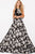 55705 Sleeveless Floral Print Jacquard A-line Gown