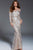 Jovani - Illusion Long Sleeve Foliage Motif Gown 55707 In Neutral