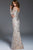 Jovani - Illusion Long Sleeve Foliage Motif Gown 55707 In Neutral