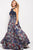 55720 Halter Beaded Multicolor A-Line Gown