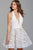 Jovani - Floral Plunging Halter Cocktail Dress 55738  in Ivory