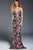 55745 Strapless Black Multi Floral Evening Dress