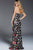55745 Strapless Black Multi Floral Evening Dress