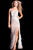 55796 Sleeveless Embellished V-neck Feathered Dress