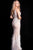 55796 Sleeveless Embellished V-neck Feathered Dress