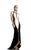 Johnathan Kayne - 557 Gilded Halter Colorblock Evening Gown in Black and White