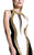 Johnathan Kayne - 557 Gilded Halter Colorblock Evening Gown in Black and White